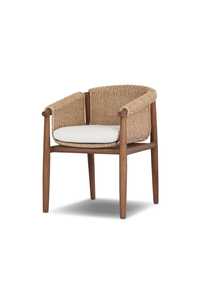 Silla de Comedor Moderna para Exteriores con Cuerda, Sillón de Madera de Teca para Patio, Jardín, Cafetería, Restaurante - Product Image 2