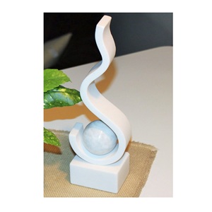 Sculpture moderne abstraite en ruban blanc, sphère en marbre, statue d'équilibre, art géométrique de table, figurine décorative pour salon - Product Image 2
