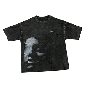 Camisetas de punto de poliéster/algodón con diseño personalizado OEM, estampadas DTG, estilo urbano, casuales, con hombros caídos y bordados. - Product Image 3