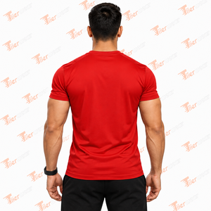 Camiseta Deportiva de Alta Calidad para Hombre, Mezcla de Poliéster/Algodón, Impresión de Logotipo Personalizada en la Parte Delantera, Corte Ajustado, Tejido de Punto Transpirable de Secado Rápido - Product Image 4