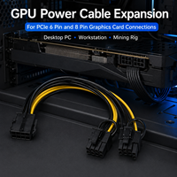 Kabel Splitter Daya GPU FYX Stock PCIe 8 Pin Female ke Dual 8 Pin 6+2 Male, Adaptor Kartu Grafis, Kabel Ekstensi Grosir