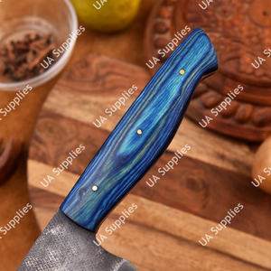 UA Supplies Custom OEM Hand Forged Vintage Chef Knife Ambidextrous Stainless Steel Blade Pakka <b>Wood</b> Handle Leather Sheath Daily - Product Image 6