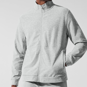 Sweat-shirt de sport pour homme à col montant et fermeture éclair intégrale, respirant, en polyester, décontracté, vêtement de sport - Product Image 3