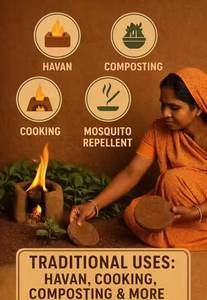 <b>Cow</b> Dung Cake 100% Sun Dried Handmade Natural For Hawan Yagya Rituals Eco Friendly Product and also use for Organic Farming. - Product Image 6