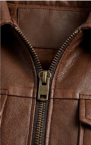 <b>Men</b>’s Waxed Brown <b>Biker</b> Leather <b>Jacket</b> - Product Image 2
