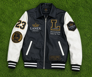 Custom Black <b>White</b> Leather Varsity <b>Jacket</b> for <b>Men</b> Letterman Bomber <b>Jacket</b> with Chenille Embroidered Patches OEM ODM Manufacturer - Product Image 6