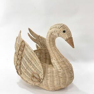 Sisu Handicraft Handmade Swan Animal Shaped Rattan Wicker Multifunction Tabletop <b>Planter</b> Storage Basket Indoor Decor - Product Image 2