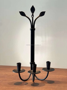 Aplique de pared de hierro forjado a mano con candelero duradero de tres candelabros de Metal para decoración navideña - Product Image 2