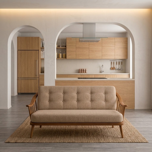Solid <b>Wood</b> 3 Seater <b>Sofa</b> with Fabric Cushion for Living Room Home Hotel Apartment Project - Product Image 3