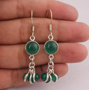 Boucles d'oreilles pendantes vintage en lapis-lazuli naturel, argent sterling 925, faites à la main, bijoux de mariage en pierres précieuses - Product Image 1