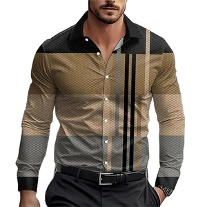 Chemise décontractée pour homme à manches longues, nouveau design élégant, imprimé par transfert thermique, en twill de polyester et coton, chemise personnalisée - Product Image 3