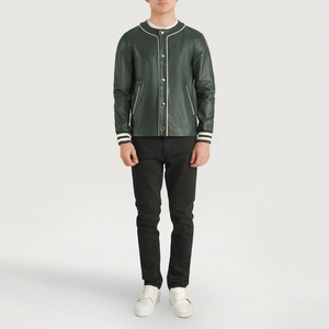 Veste universitaire personnalisée de qualité supérieure pour hommes, corps en laine, manches en cuir, style streetwear universitaire, veste avec logo brodé - Product Image 3