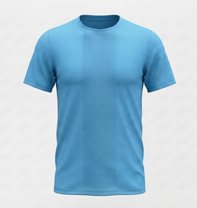 Men's <b>Light</b> Blue Short Sleeve Crew <b>Neck</b> T-Shirt Regular Fit 100% Polyester Mesh Breathable Solid Color Summer Shirts & Tops - Product Image 1