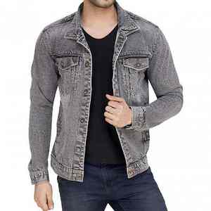 High Quality Men's Slim Winter <b>Denim</b> <b>Jacket</b> Coated Streetwear <b>Custom</b> Made Size Eco-Friendly Breathable Windproof Quick Dry Stand - Product Image 5