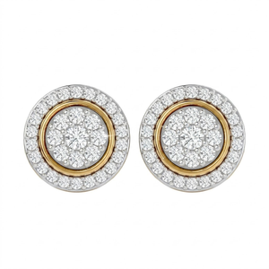 Pendientes de Oro de 10K con Diamantes Naturales Redondos en Racimo de 0.45Ctw |   Anillo de Halo para Mujer, Regalo de Cumpleaños, Joyería Fina, Cierre de Rosca Seguro - Product Image 2
