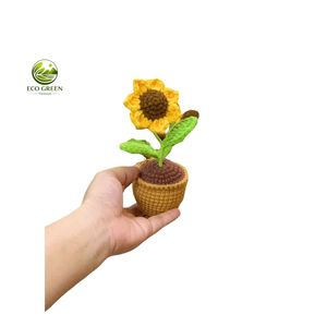กระถางดอกทานตะวันขนาดใหญ่ Eco Green Vietnam ทำจากไหมพรมถักโครเชต์ ตกแต่งโต๊ะทำงาน ของขวัญสุดหรู ทำด้วยมือ 100% - Product Image 3
