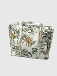 Green Striped Cotton Lining <b>Tote</b> <b>Bag</b> <b>With</b> Inner <b>Pocket</b> Women's Shopping <b>Bag</b> - Product Image 3