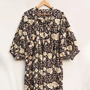 Beautiful floral Cotton Block Printed dress Dress For Casual wear Hand Block Printed Dress - Product Image 6