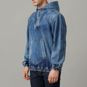 เสื้อฮู้ดดี้เดนิมคุณภาพสูงสำหรับผู้ชาย ผลิตในปากีสถาน รับผลิตแบบ OEM ODM เสื้อผ้าสั่งทำพิเศษ - Product Image 6