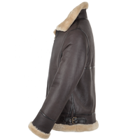 Vente en gros 2021 Nouvelle veste en cuir d'agneau véritable mouton doublée de fourrure pour homme, style aviateur B3, bombardier, marron, vente chaude d'hiver