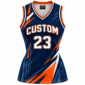 Maillot de basket personnalisé pour femme, col en V, sans manches, sublimé, en mesh ajusté et respirant, numéro d'équipe 23 - Product Image 1