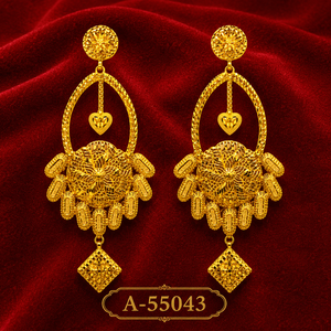 MOLL JEWELLERS Classic 24K Gold Plated Stud <b>Earrings</b> Women's Flower Pattern Heart Charm Coral Luxury Party Jewelry A-55049 - Product Image 5