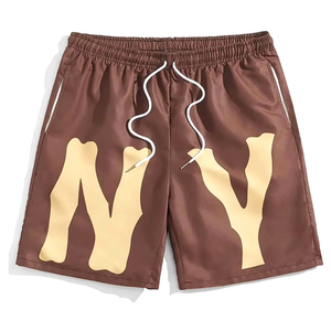 Nouveau design 2026 – Short en nylon 100 % personnalisé avec logo imprimé, décontracté, respirant, durable, anti-humidité, taille élastique, couleur marron - Product Image 1