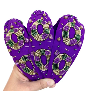 Diadema de Carnaval con Cuentas de Colores Festivos Brillantes y Resistentes, con Diseño de Pastel del Rey de Mardi Gras, con Nudos y Pedrería Morada para Mujer - Product Image 1