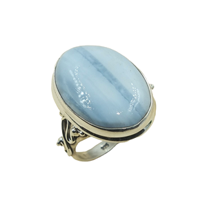 Anillo de Ópalo Azul Natural, Plata de Ley 925, Hecho a Mano, Cabujón Ovalado, Joyería Vintage Boho, Regalo para Mujer, Unisex - Product Image 1