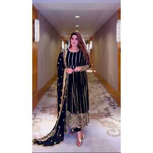 ชุดแฟนซีตัด naira กับการเย็บปักถักร้อยลำดับการทำงานด้านล่างและ dupatta-XL ขนาด - Product Image 5