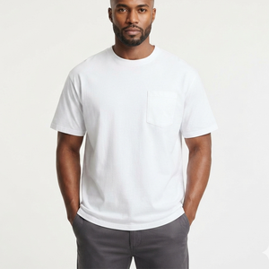 Men's Oversized Stand Collar Short Sleeve Solid Color 100% Cotton <b>T</b>-<b>Shirt</b> Casual Fit Regular Length Tee Chest <b>Pocket</b> - Product Image 4
