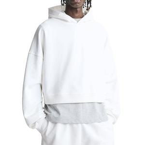 Lightweight <b>Cropped</b> Hoodie <b>Men</b> Drop Shoulder Long Sleeve Pullover Daily Wear Street Fashion Casual <b>Top</b> - Product Image 4