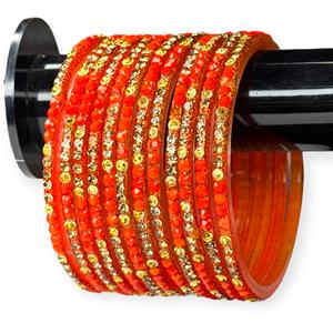 Bracelets tendance en verre imitation perle plaqué or Orange Celebration avec embellissement élégant pour mariage féminin - Product Image 1