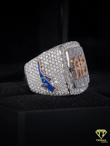Hip Hop AP Letter Ring With Moissanite Diamond Luxury Bling Jewelry For Streetwear Style - Product Image 2
