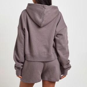 Conjunto Deportivo de Primera Calidad para Mujer con Logotipo Personalizado, Sudadera Holgada con Paneles Plisados de Forro Polar Transpirable y Pantalones Cortos - Product Image 6