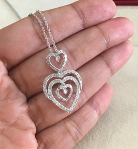 Jewelspaark Women's Trendy RoundCut Natural White Heart Pendant Necklace 925 Sterling Silver Rhodium Plated <b>Rope</b> <b>Chain</b> 0.85 Cttw - Product Image 5