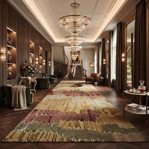 Tapis moderne abstrait multicolore à motifs géométriques en laine/coton, antidérapant, fait main, de luxe, pour salon, chambre, décoration intérieure - Product Image 4