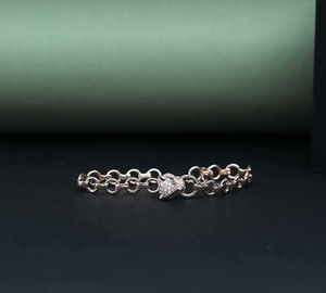 Pulsera de Cadena de Plata 925 Chapada en Oro Rosa con Cabeza de Animal de Cristal, Joyería de Lujo para Uso Diario de Mujer - Product Image 1