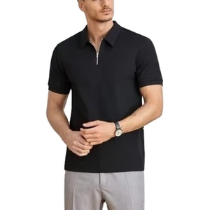 Wholesale High Quality Customized Logo <b>Classic</b> Polo T-shirts for Men Quarter Zip Ribbed Knit Polo Shirt - Product Image 2