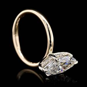 Bijoux de luxe, marque privée, platine 950, diamant de laboratoire, bague solitaire marquise, vintage, certifiée IGI, halo pavé caché - Product Image 5