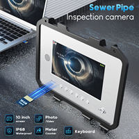 Cámara de Inspección de Tuberías de Alcantarillado Autonivelante de 30 m, Pantalla IPS de 10 Pulgadas, 1080P, Localizador de 512 Hz con Contador de Metros, DVR, Cable de 7 mm