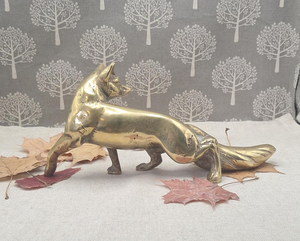Sculpture de renard en métal artisanale, finition or antique, figurine de faune réaliste, statue de renard réaliste, œuvre d'art décorative animale - Product Image 3