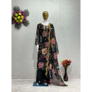 Hermoso Conjunto de Fiesta Indio y Pakistaní: Top, Pantalones Plazzo y Dupatta - Product Image 2