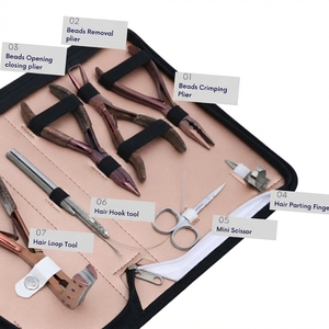Kit professionnel d'extension capillaire : Pince à micro-anneaux, Pince de retrait, Applicateur de bandes adhésives, Anneau de séparation, Outil à boucle et crochet, Ciseaux, Pinces - Product Image 5