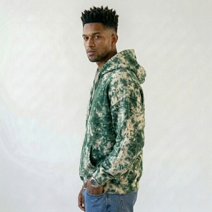 Sweat à capuche oversize pour homme en molleton de coton épais, délavé à l'acide, tie-dye marbré, effet vieilli, style streetwear grunge - Product Image 2
