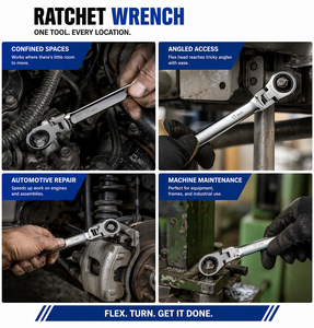 Eastman CR-V Ratchet Flexi ratchet <b>Wrench</b> Tool 72 Teeth Spanner E-4101 - Product Image 2