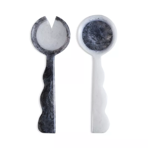 Ustensiles de service pour salade FAIZA de haute qualité, faits à la main, en résine perlée, écologiques, compatibles lave-vaisselle et micro-ondes, sans BPA, modernes - Product Image 1