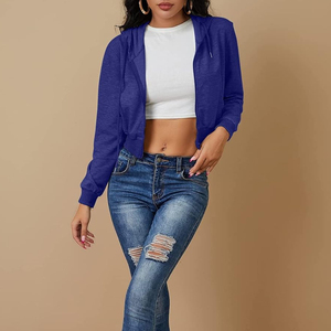 Women Cropped <b>Zip</b> Hoodie Custom Manufacturing Lightweight Breathable Fabric Modern Style Private Label Quality At Reasonable - Product Image 1