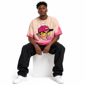 T-shirt à manches courtes pour homme, coupe oversize, 100% coton, 260 g/m², effet délavé personnalisé, imprimé DTG, avec strass - Product Image 6