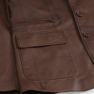 2026 OEM Tendance Actuelle Veste Chauffante d'Hiver pour Homme en Cuir de Vachette Marron Véritable Imperméable à Capuche Haute Qualité Faible MOQ Grandes Tailles - Product Image 6